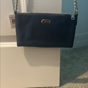 Coach Blue Crossbody Bag with Gold Hardware